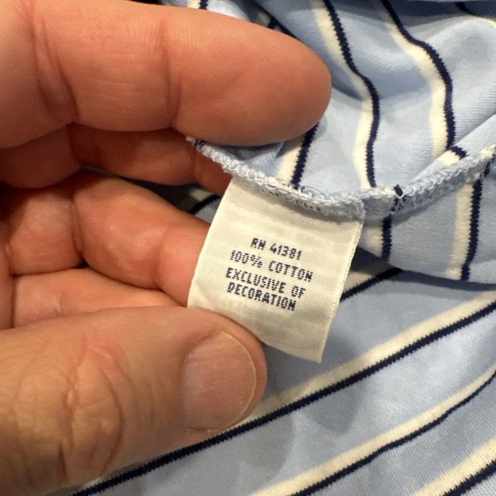 POLO Ralph Lauren Pima Soft Touch Polo Shirt Mens Size M Blue White Striped Pony